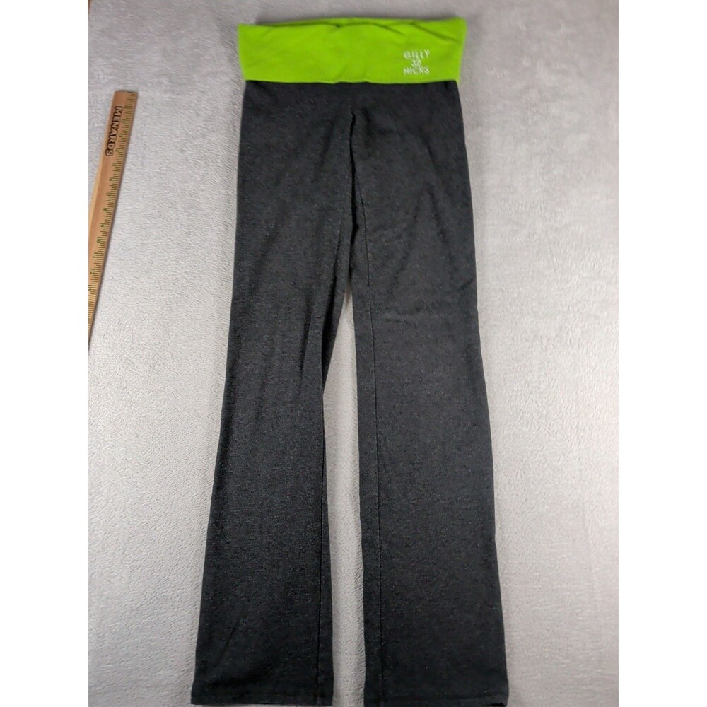 Gilly Hicks Fold Over Y2K Yoga Pants Small Cheeky Stretch Gray Green